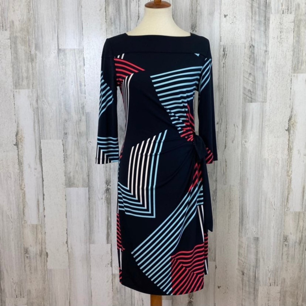 New York & Co 3/4 Sleeve Faux Wrap Dress, M - Picture 1 of 6
